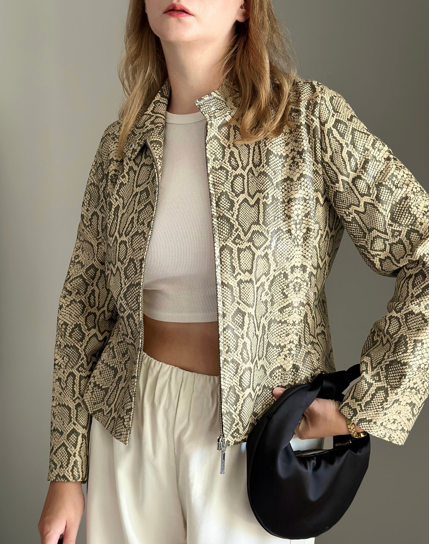 Amazing vintage snake-print faux leather jacket
