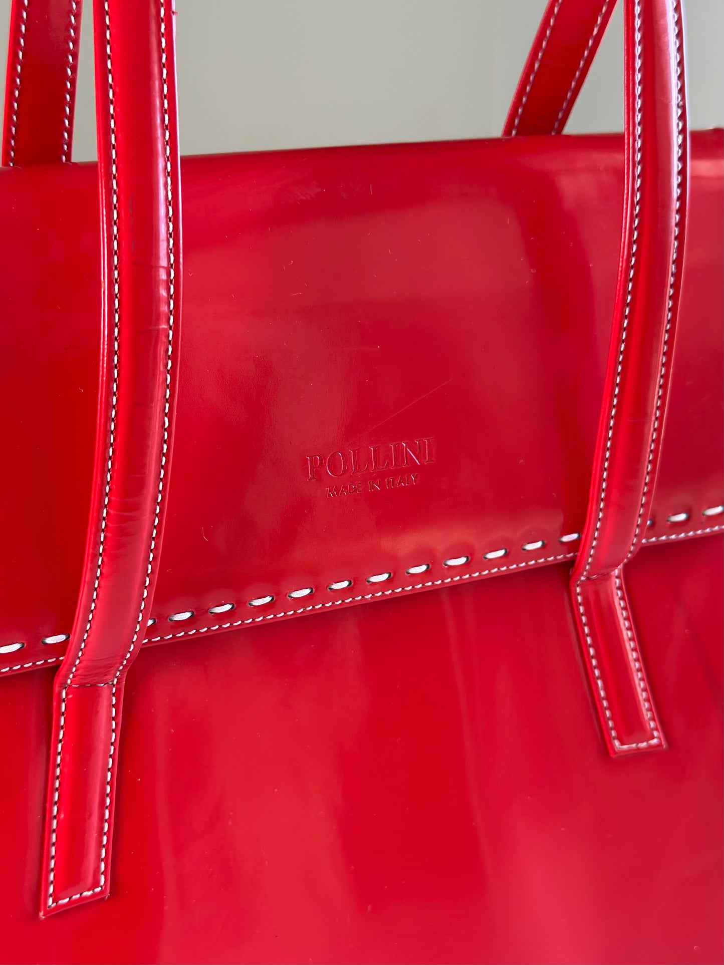Vintage red patent leather handbag Pollini