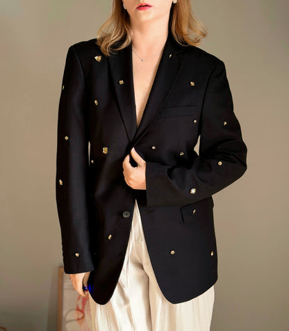 Vintage black blazer with champagne stones