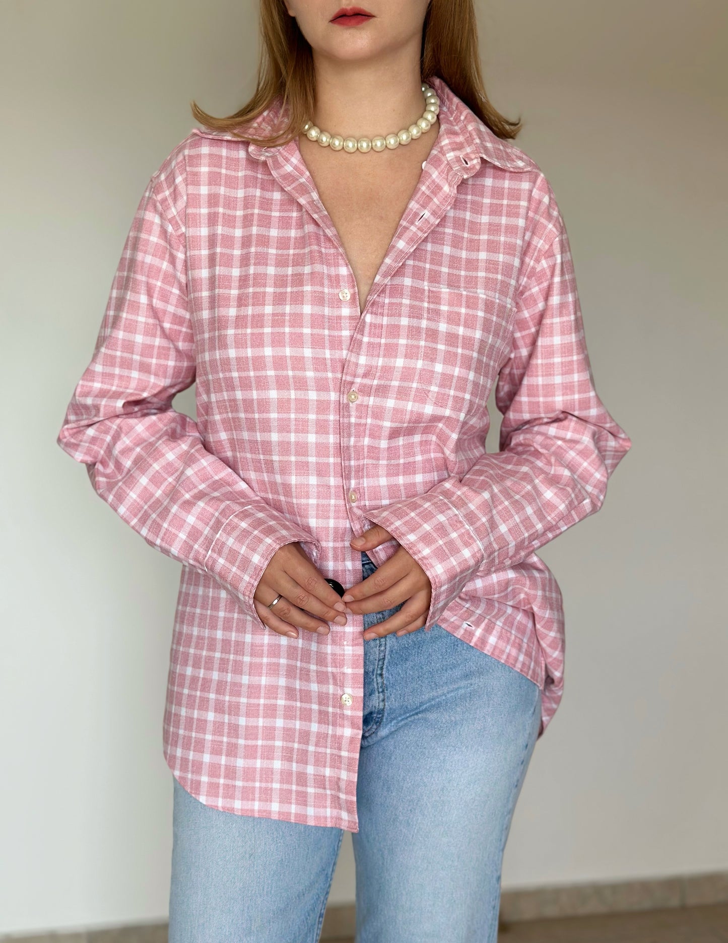 Amazing vintage pink plaid shirt