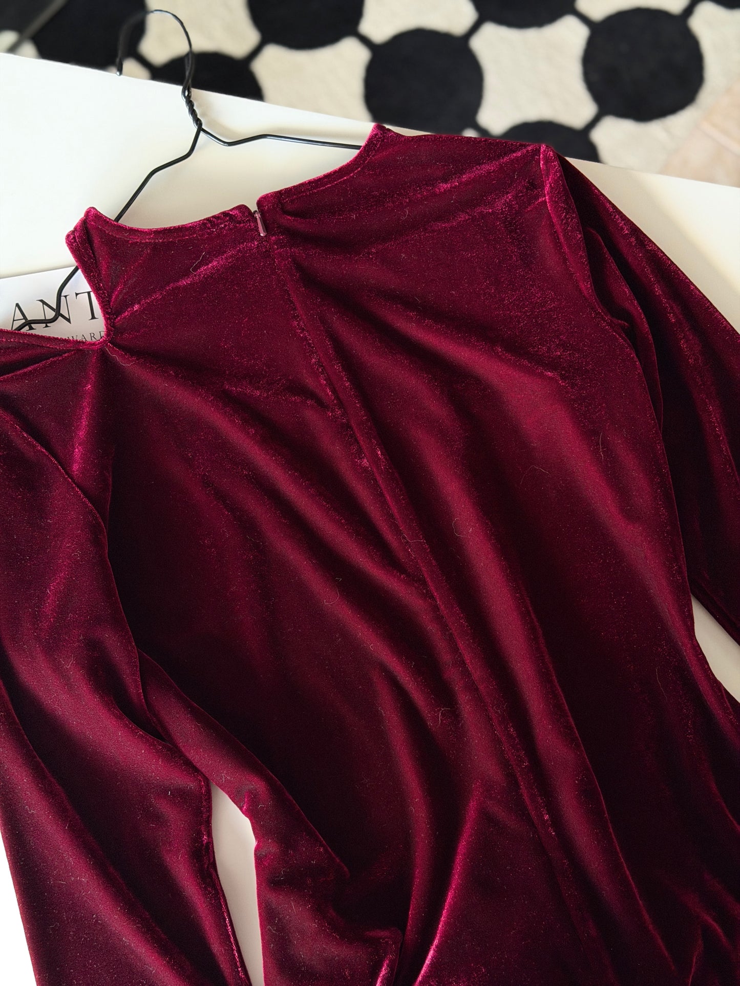 Elegant burgundy velvet dress from REISS