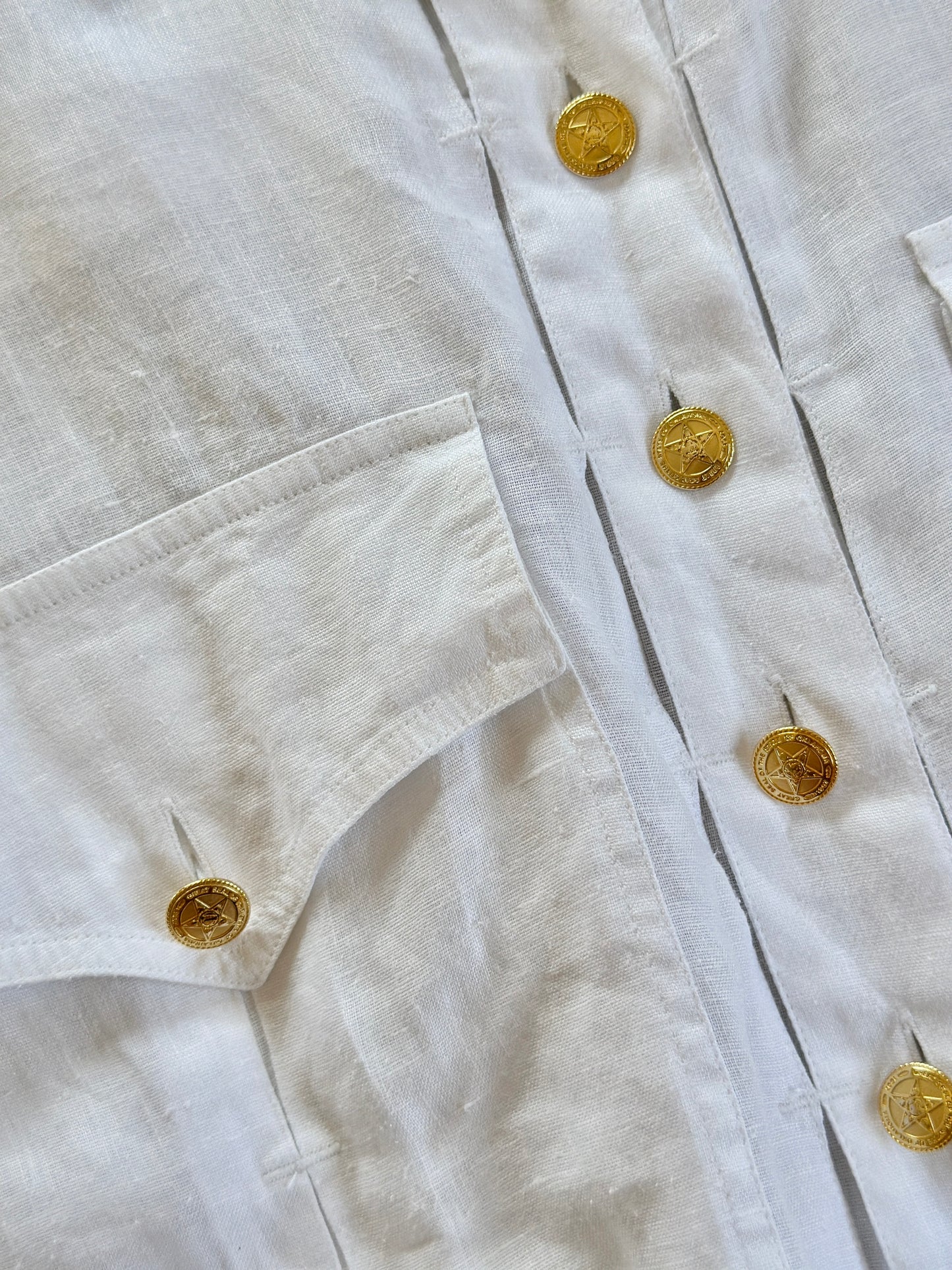 Vintage linen shirt with gold buttons