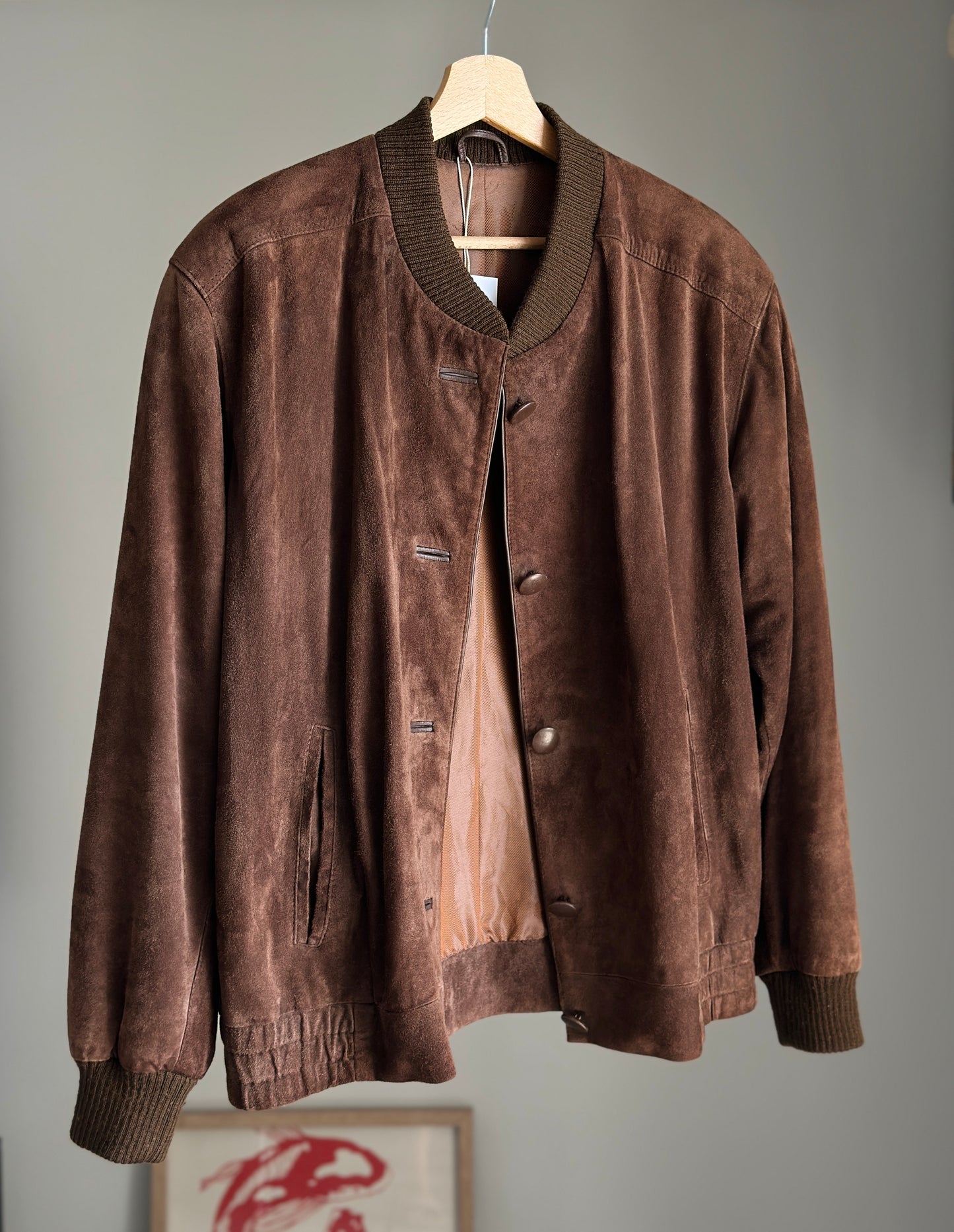 Vintage brown suede bomber jacket