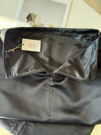 Black maxi satin skirt