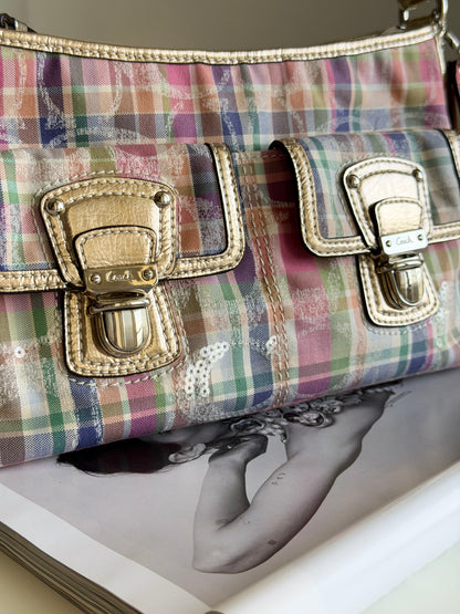Vintage Coach plaid shoulder bag