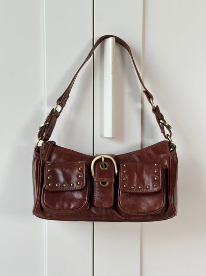 Brown leather shoulder bag