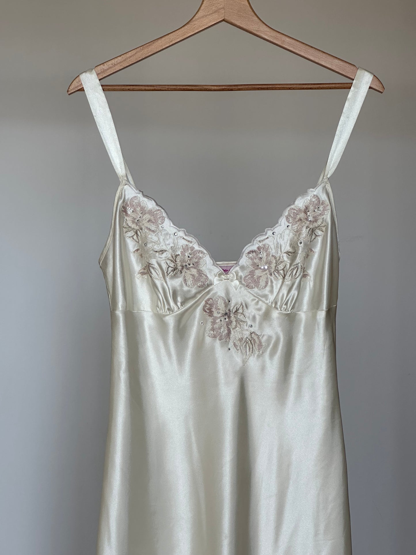 Amazing long night gown/slip dress with floral embroidery