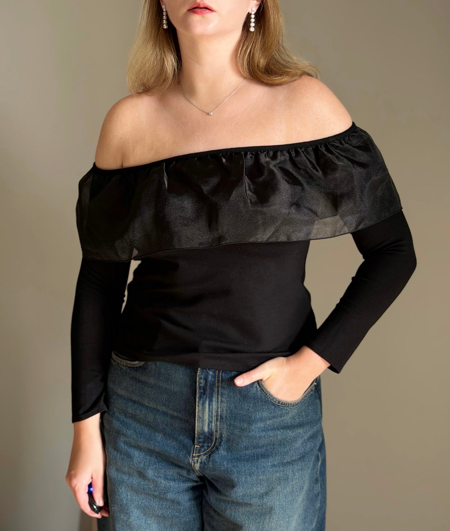 Chic black off shoulder top