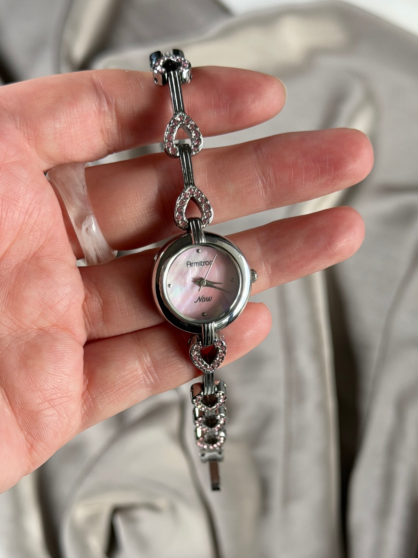 Charming vintage Armitron watch with heart links