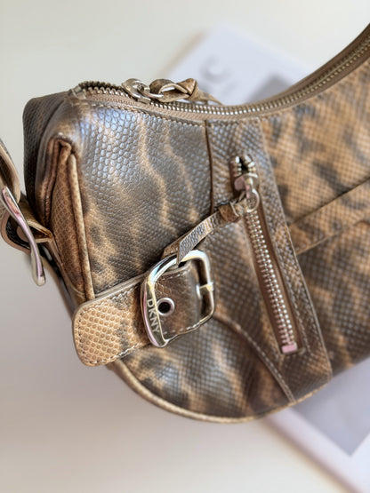 Stylish vintage DKNY shoulder bag in a snakeskin pattern