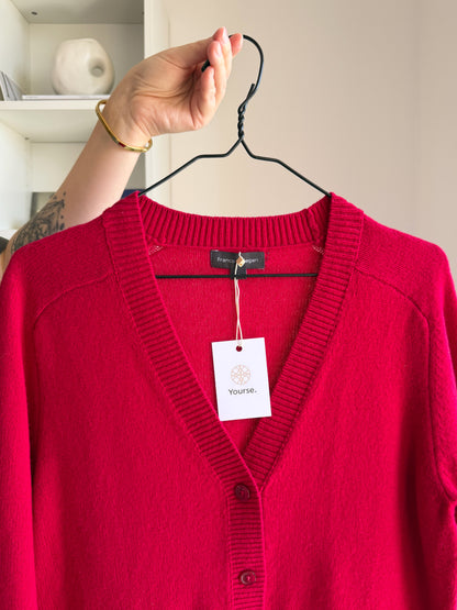 Crimson red wool cardigan