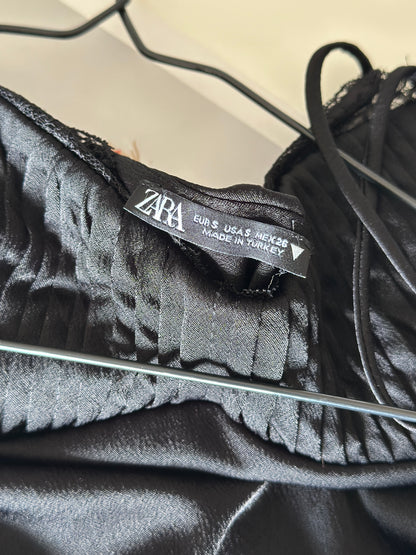 Sleek black slip dress Zara