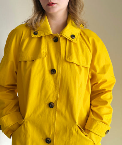 Vibrant yellow London Fog trench coat