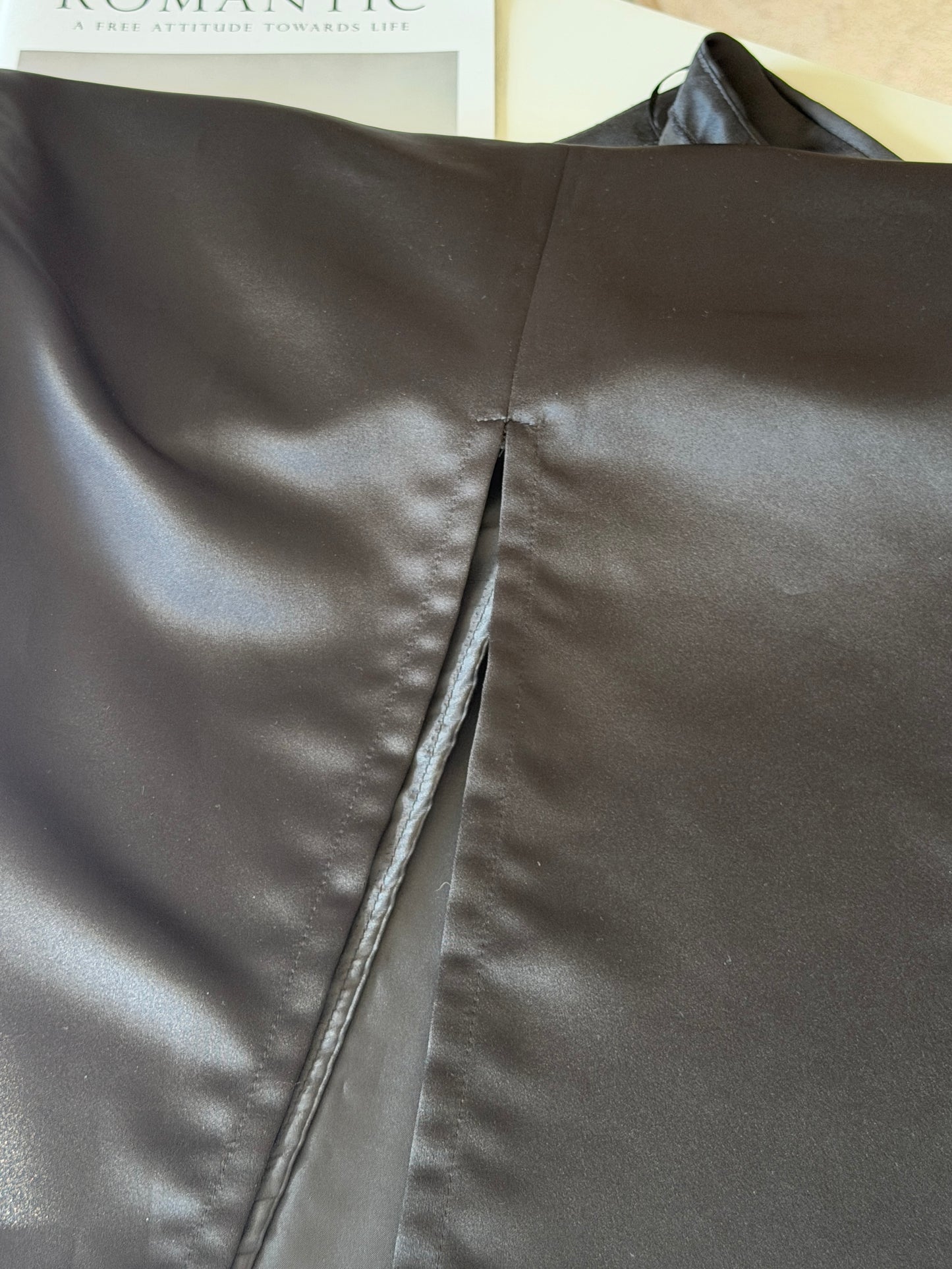 Black maxi satin skirt