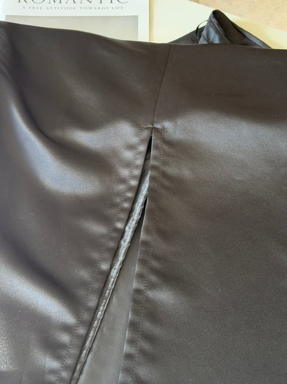 Black maxi satin skirt