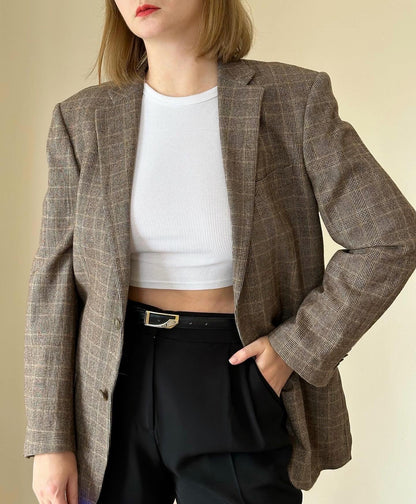 Vintage oversized plaid blazer