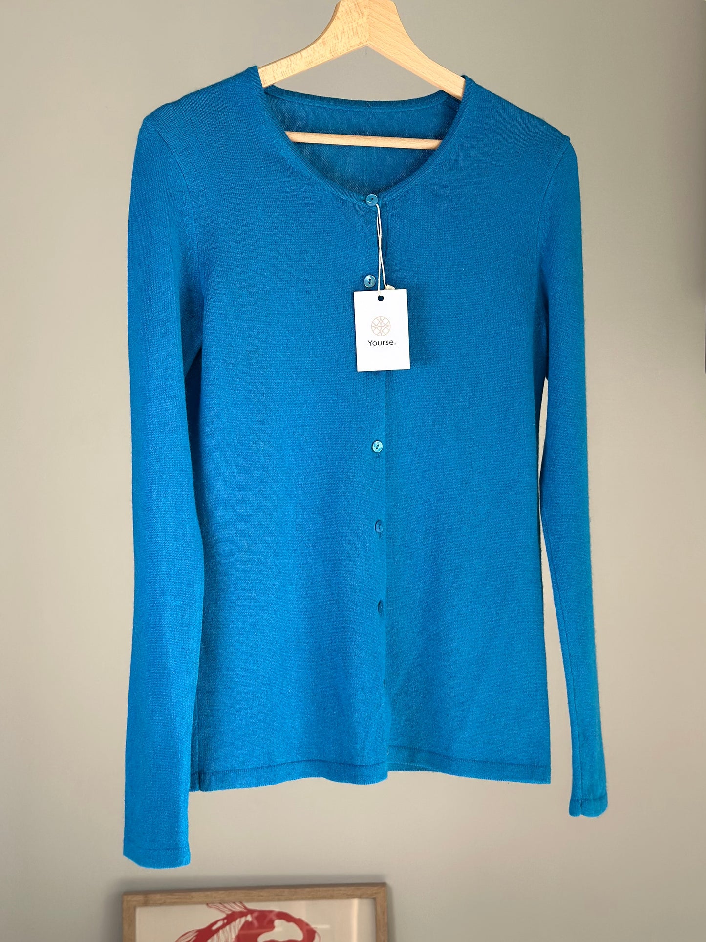 Striking vintage blue silk/cashmere cardigan