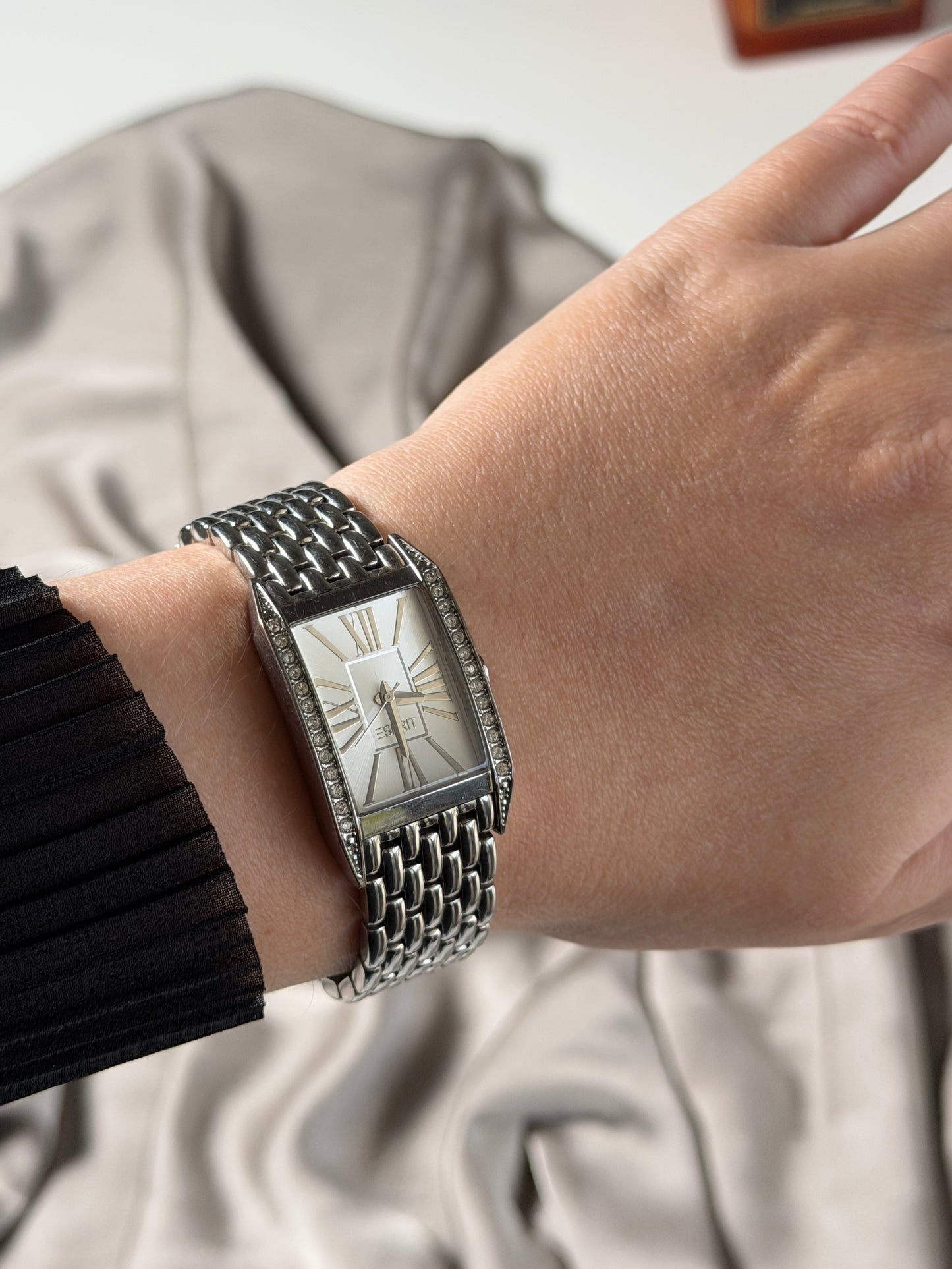 Amazing silver-tone tank watch Esprit