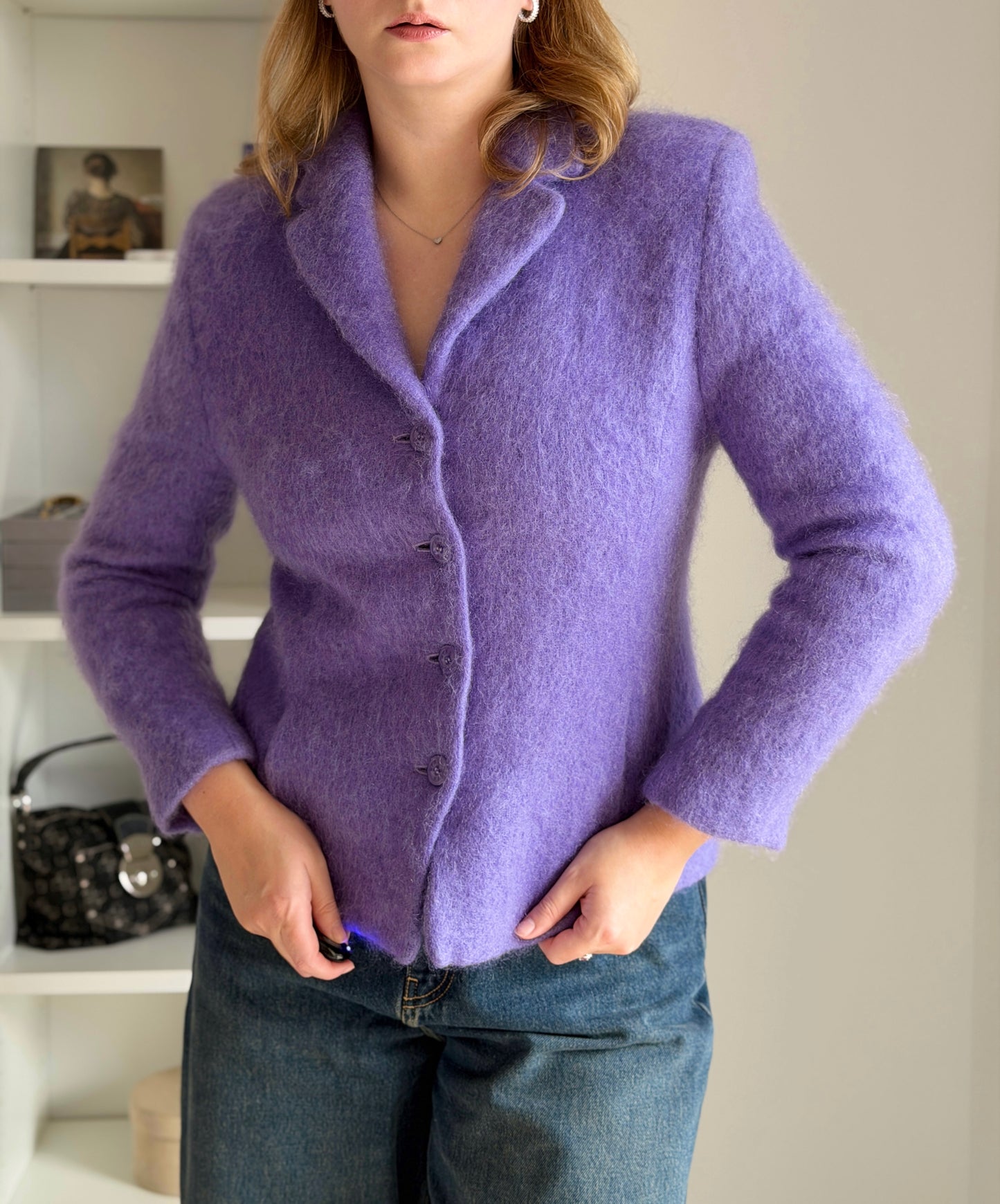 Statement mohair blend lilac jacket
