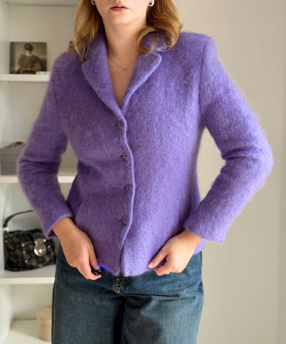 Statement mohair blend lilac jacket