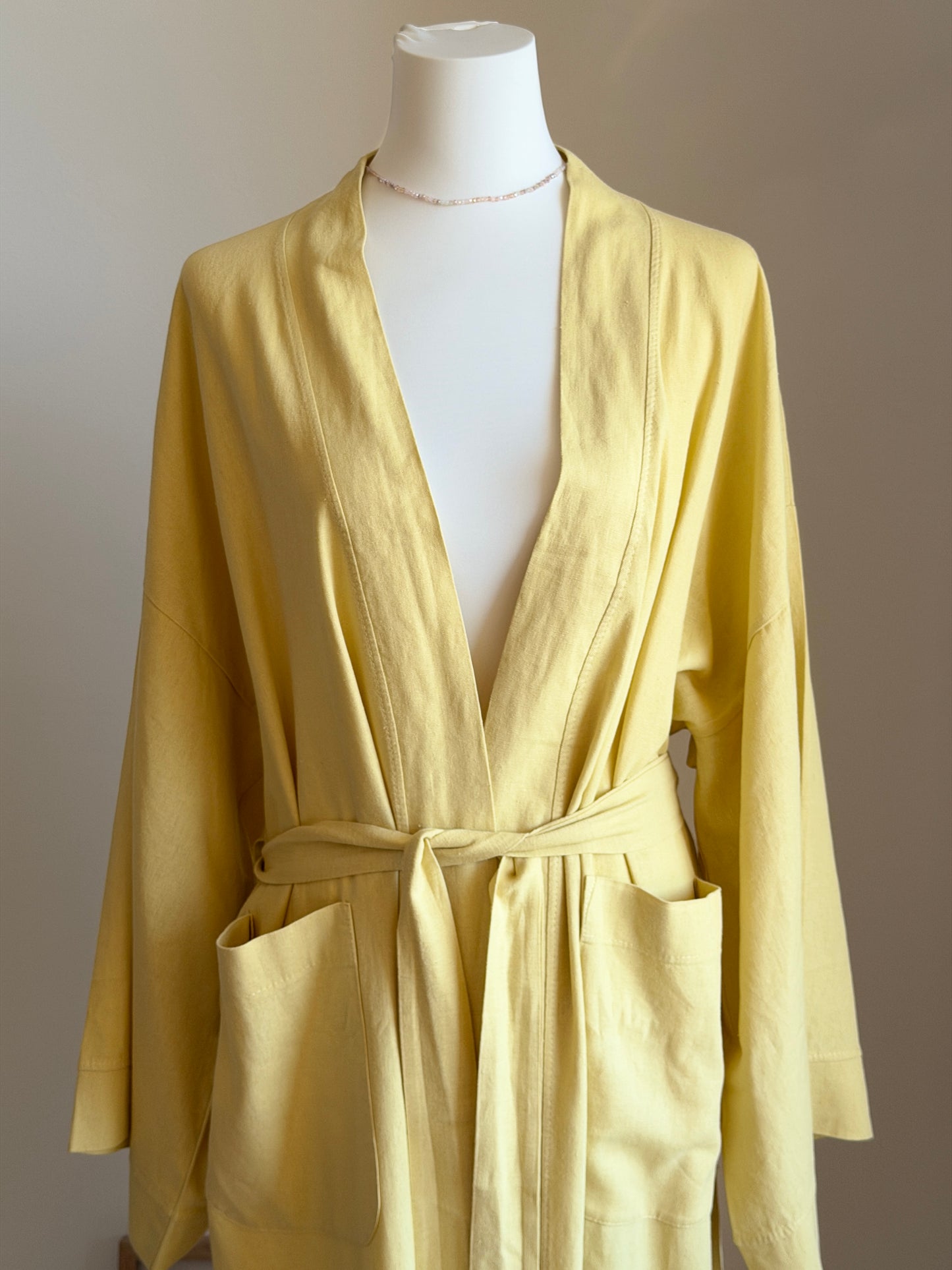 Oversized yellow linen robe