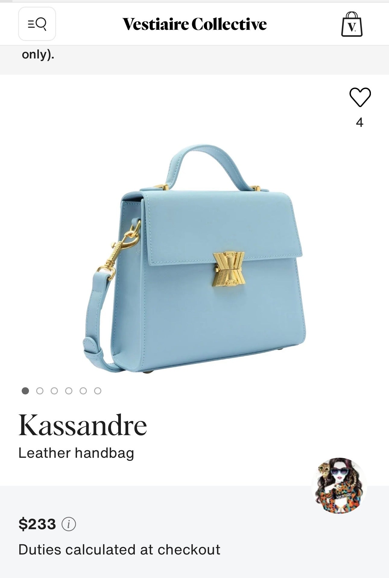 Elegant ivory leather handbag from Kassandre