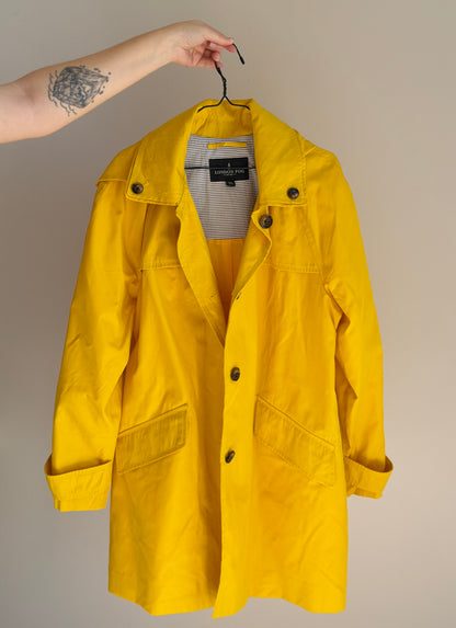 Vibrant yellow London Fog trench coat