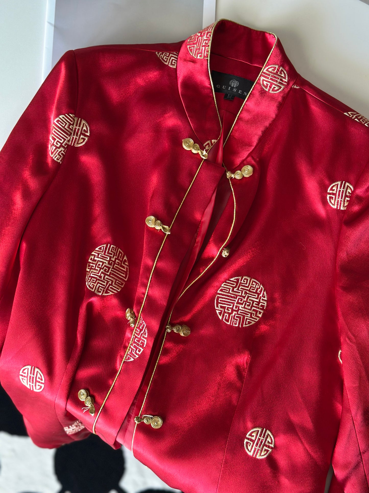 Striking vintage Asian red silk jacket