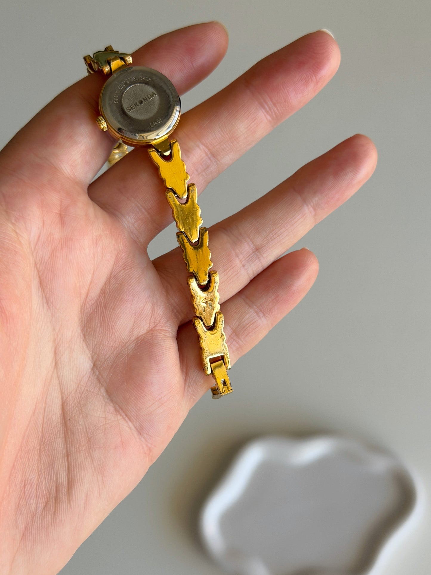 Vintage Sekonda gold-tone watch with crystals