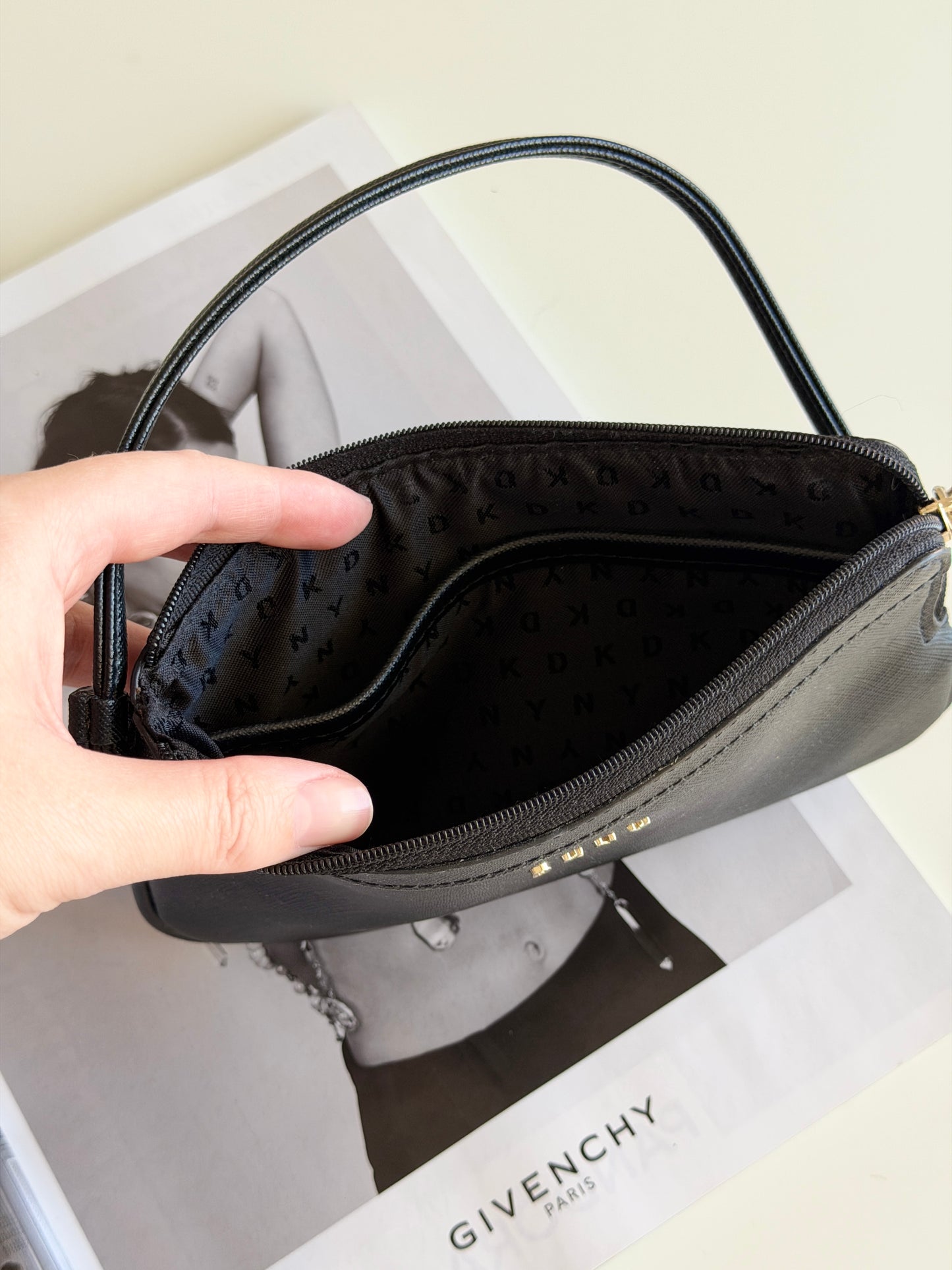 DKNY black wristlet