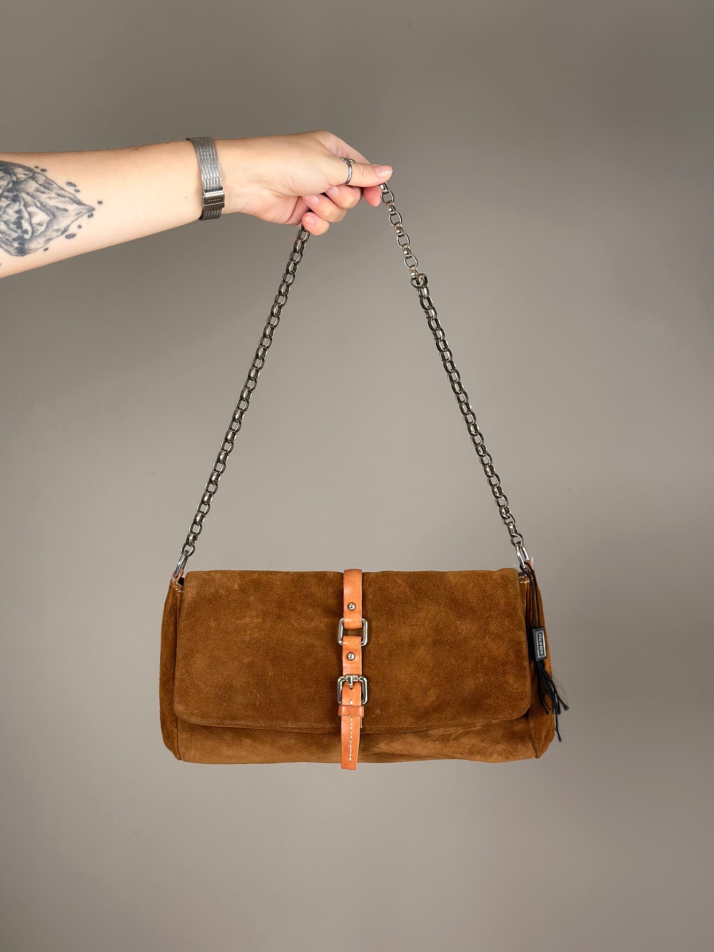 Beautiful caramel suede shoulder bag