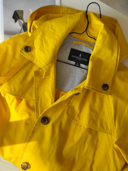 Vibrant yellow London Fog trench coat
