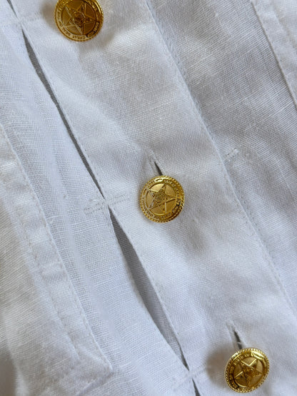 Vintage linen shirt with gold buttons