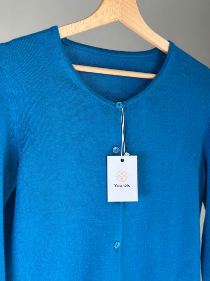 Striking vintage blue silk/cashmere cardigan