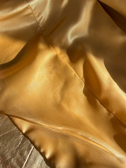 Vintage real leather metallic gold jacket