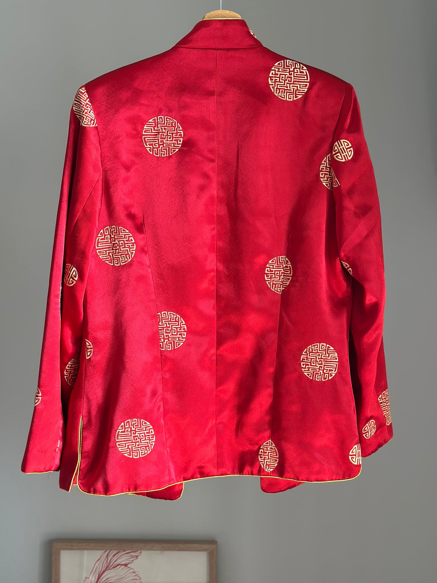 Striking vintage Asian red silk jacket
