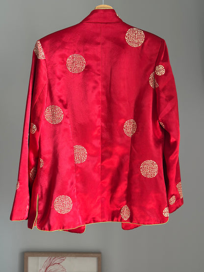 Striking vintage Asian red silk jacket