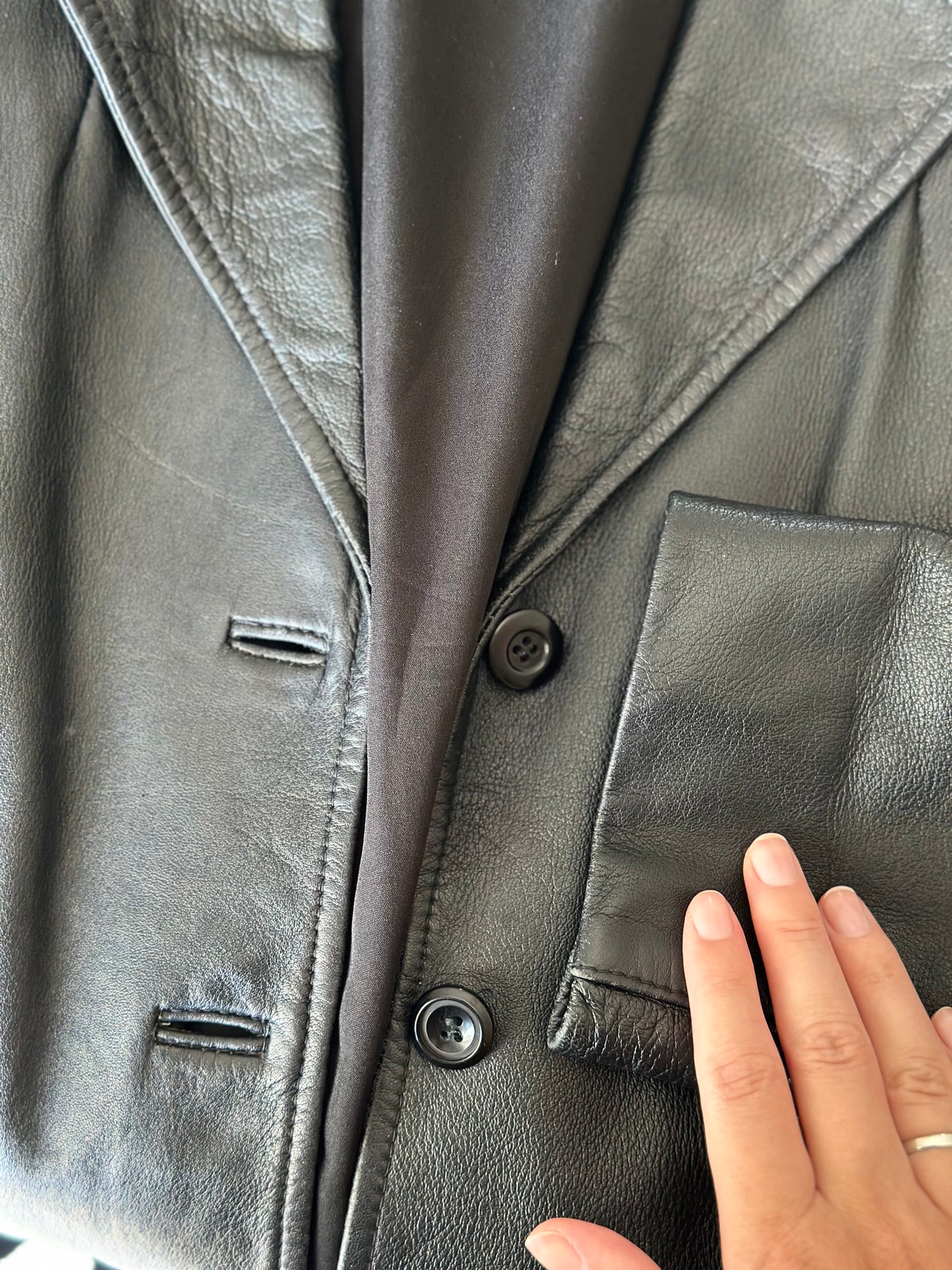 Vintage black nappa leather blazer 90s