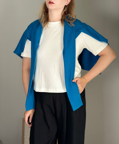 Striking vintage blue silk/cashmere cardigan