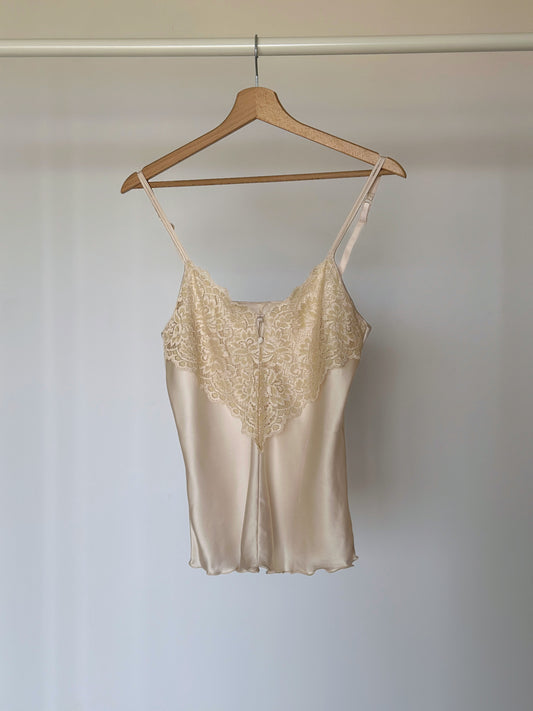 Vintage satin top with lace