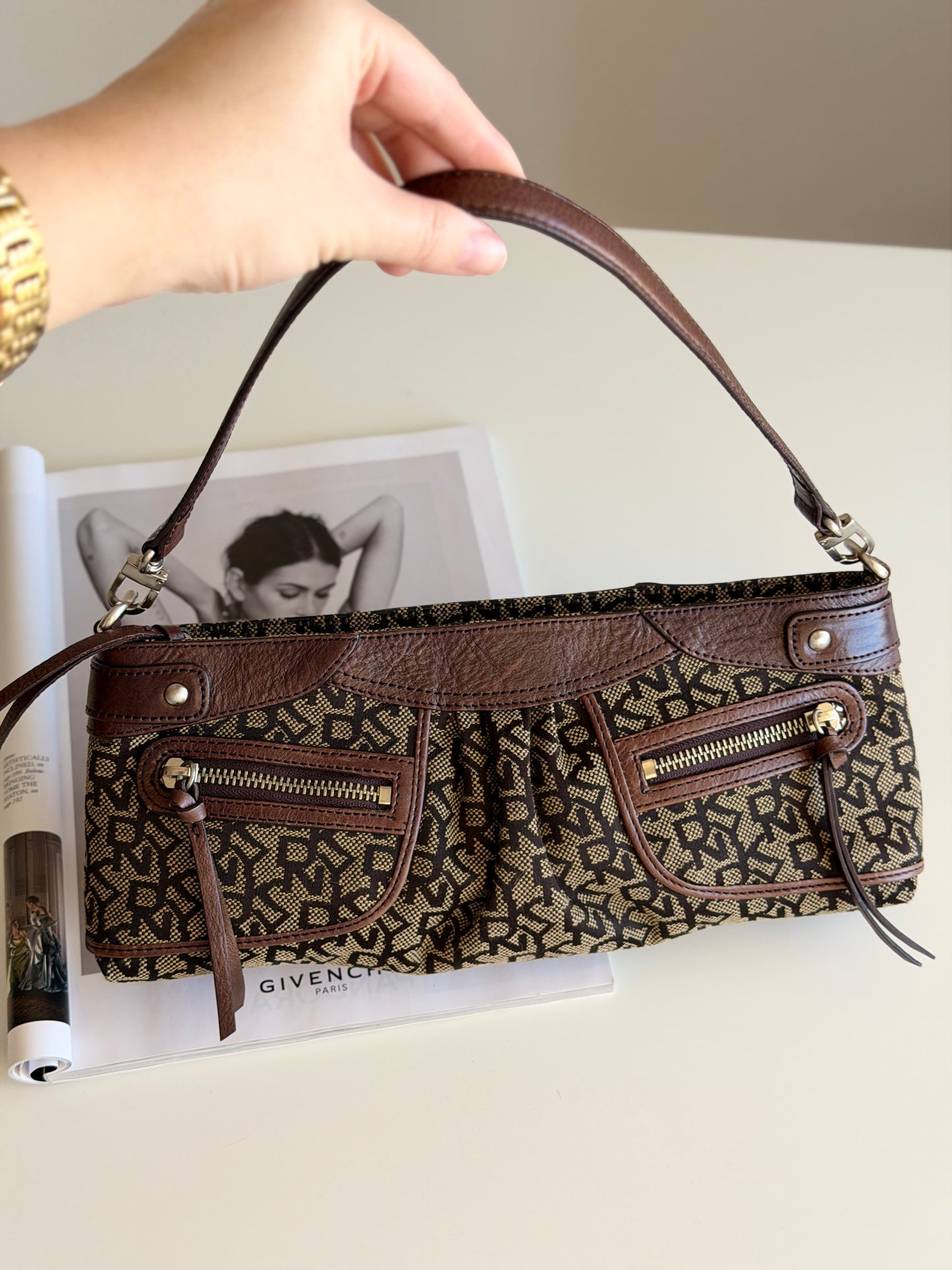 Vintage brown DKNY baguette bag