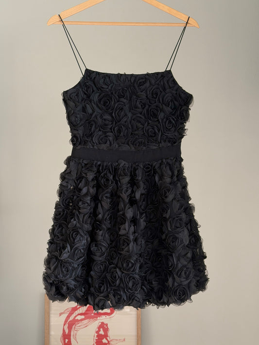 Black mini dress with roses
