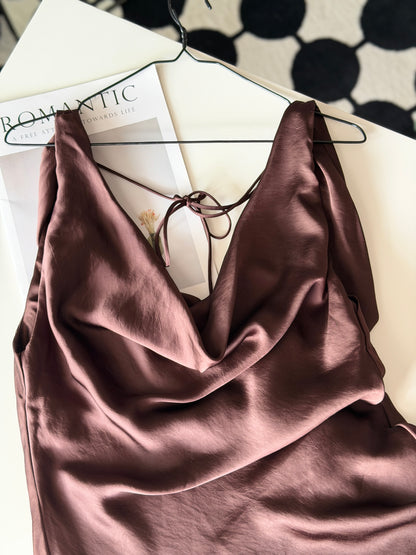 Elegant chocolate brown maxi dress Zara