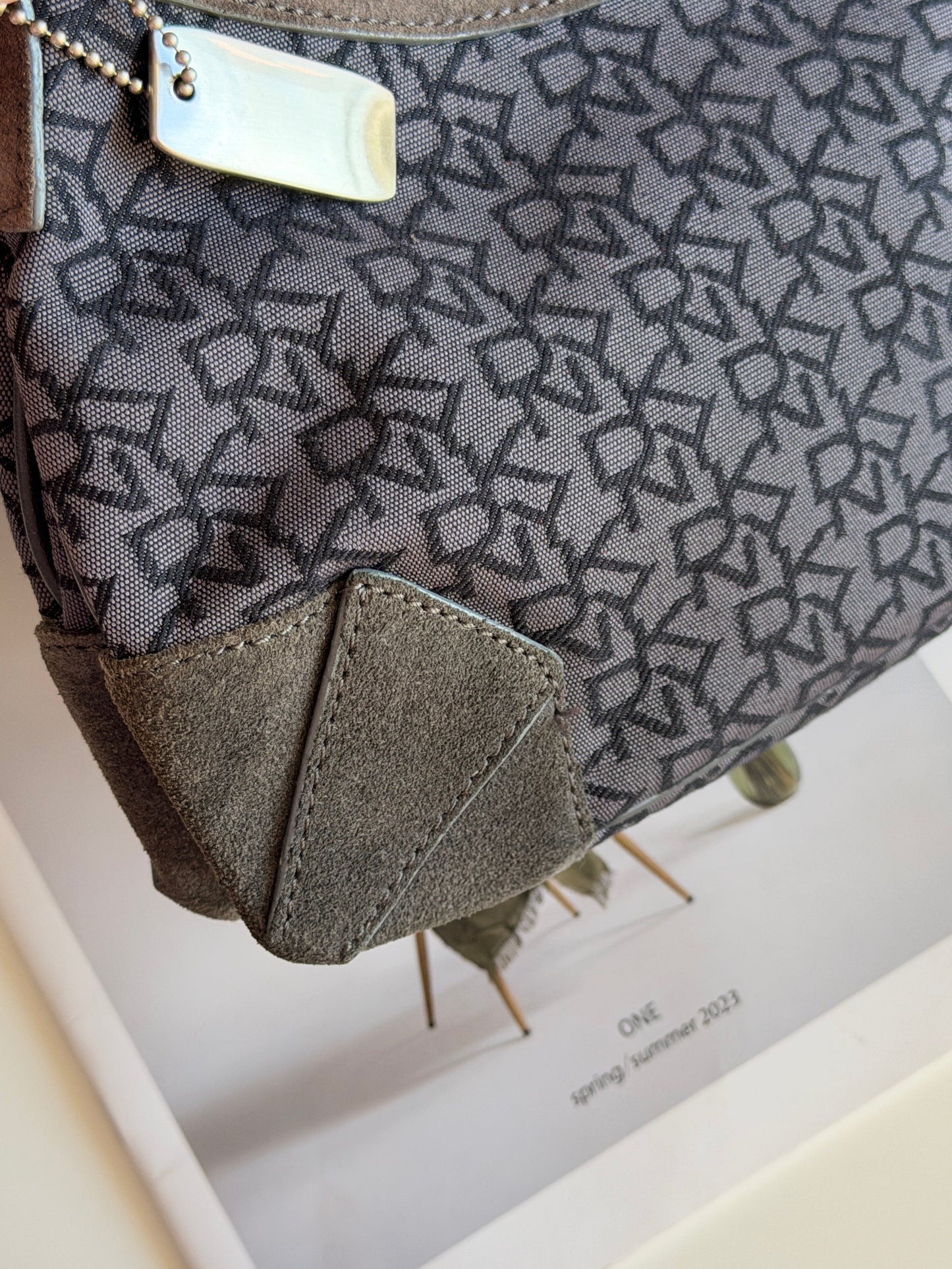 Chic vintage DKNY shoulder bag in rare dark grey colour