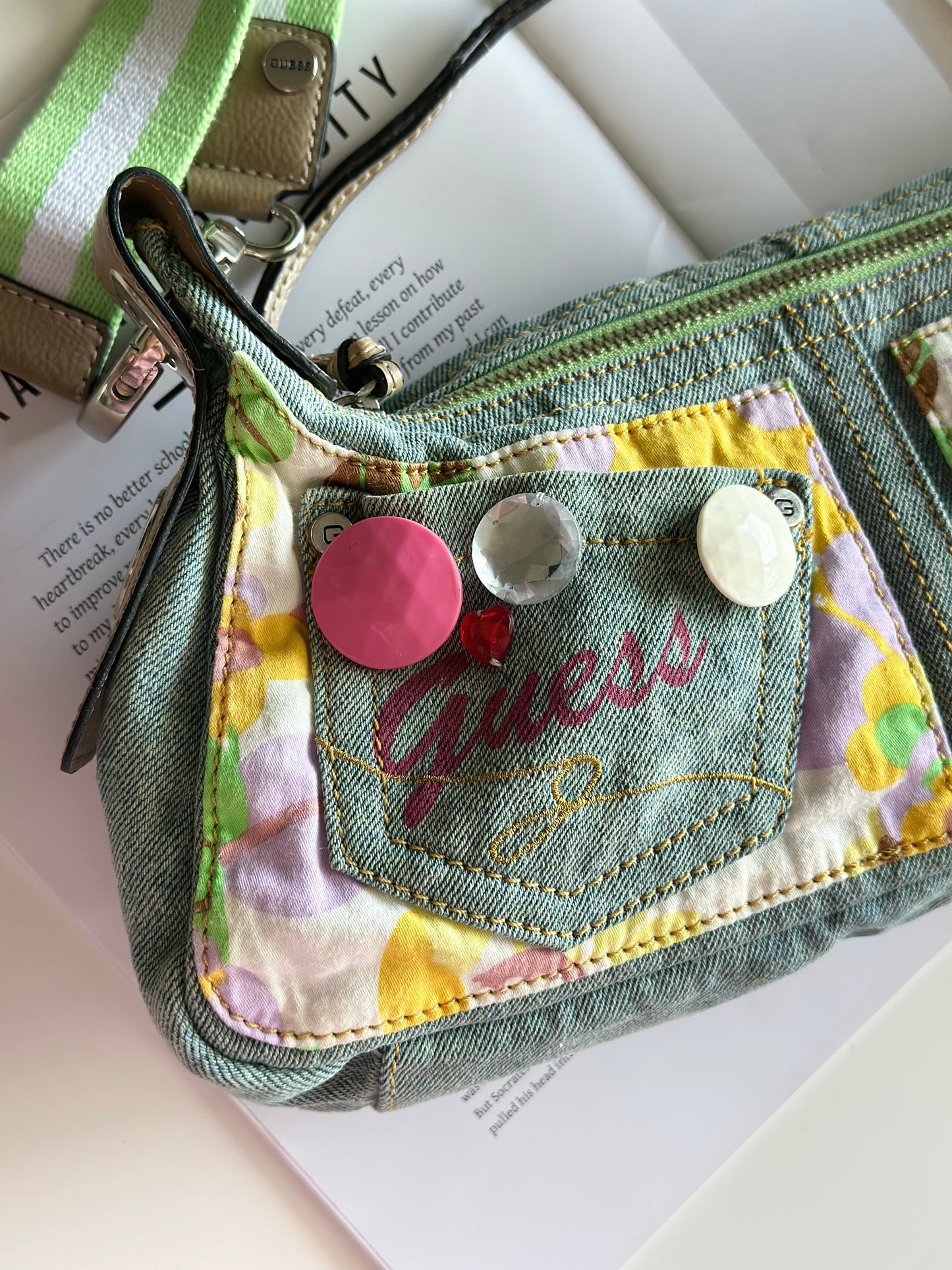 Rare vintage playful denim bag by Guess