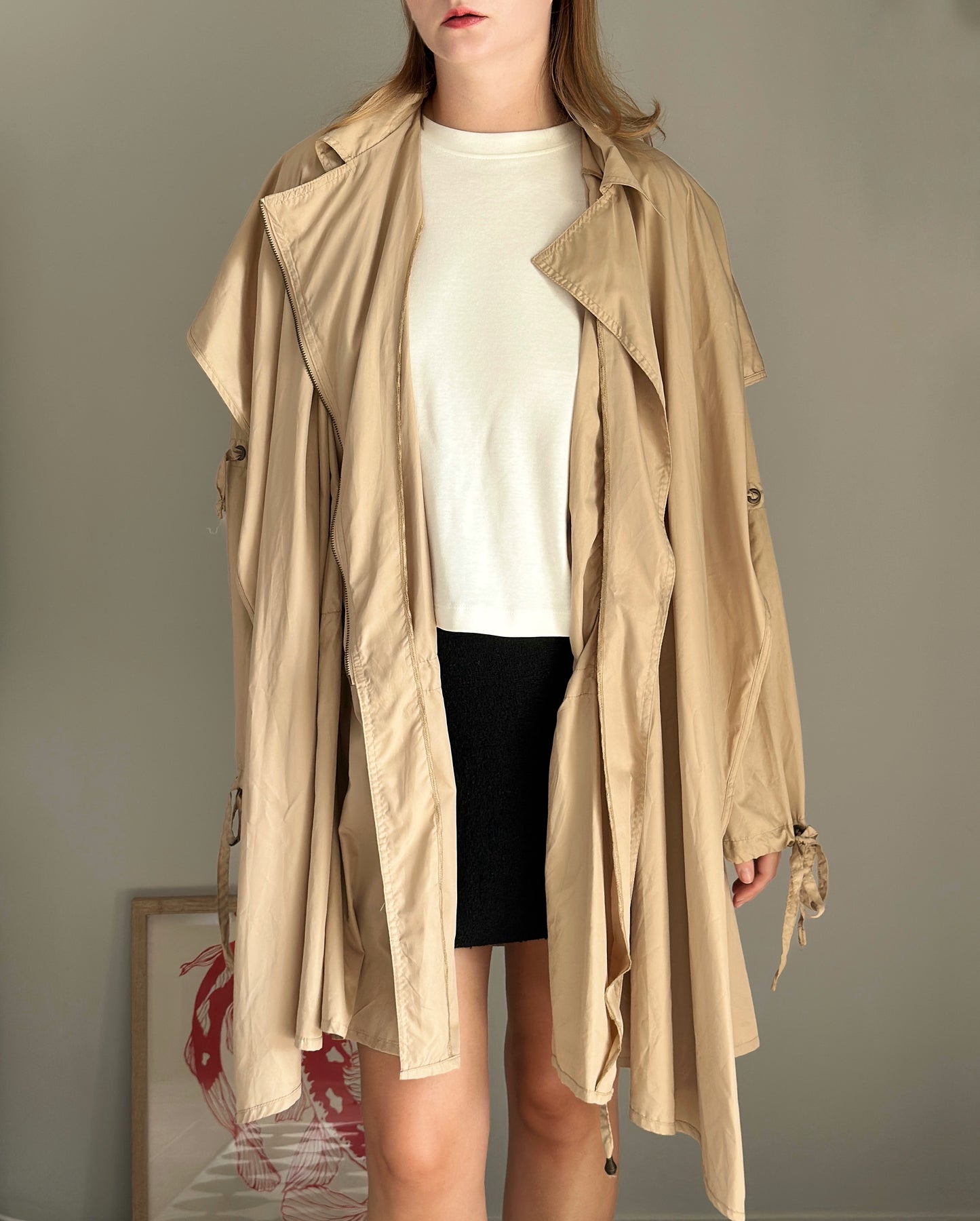 Statement beige trench coat