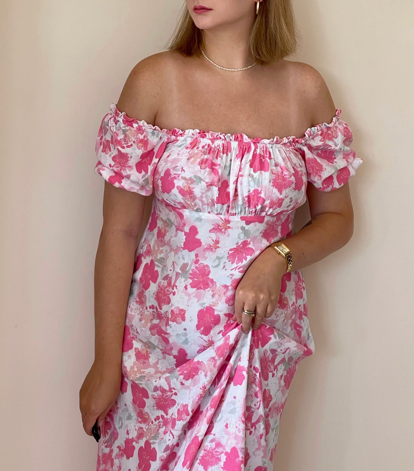 Cute light viscose dress with floral print