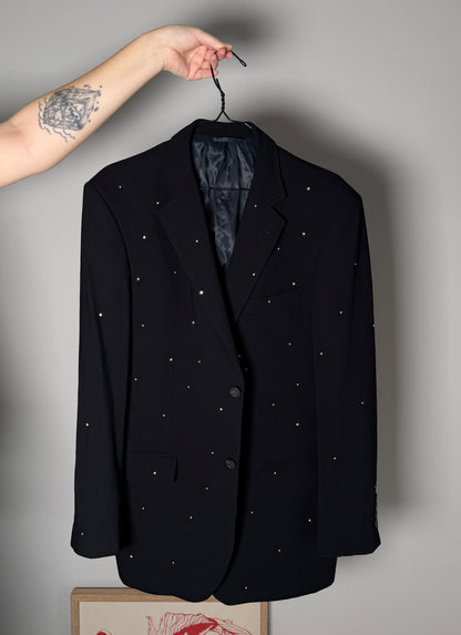 Refined vintage blazer with sparkling rhinestones