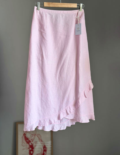 Charming midi pink skirt with ruffles