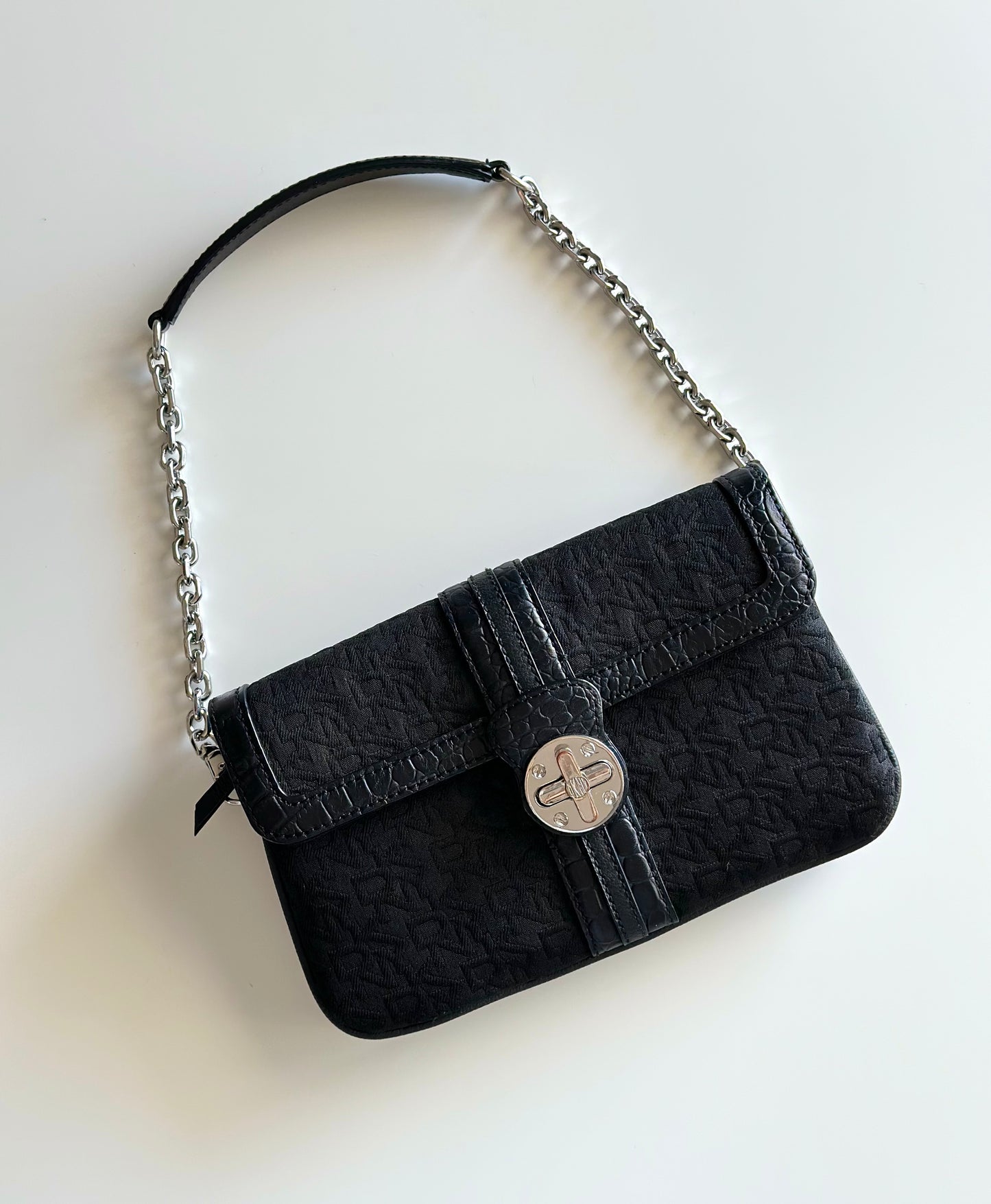 Vintage black DKNY bag with silver closure